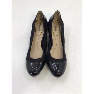 Life Stride Womens Juliana Stretch Wedge Pump Black Patent Soft System Size 11M